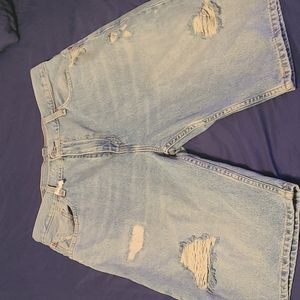 Men's LEVI'S Strauss & Co Distressed Light washed blue jean shorts size 34